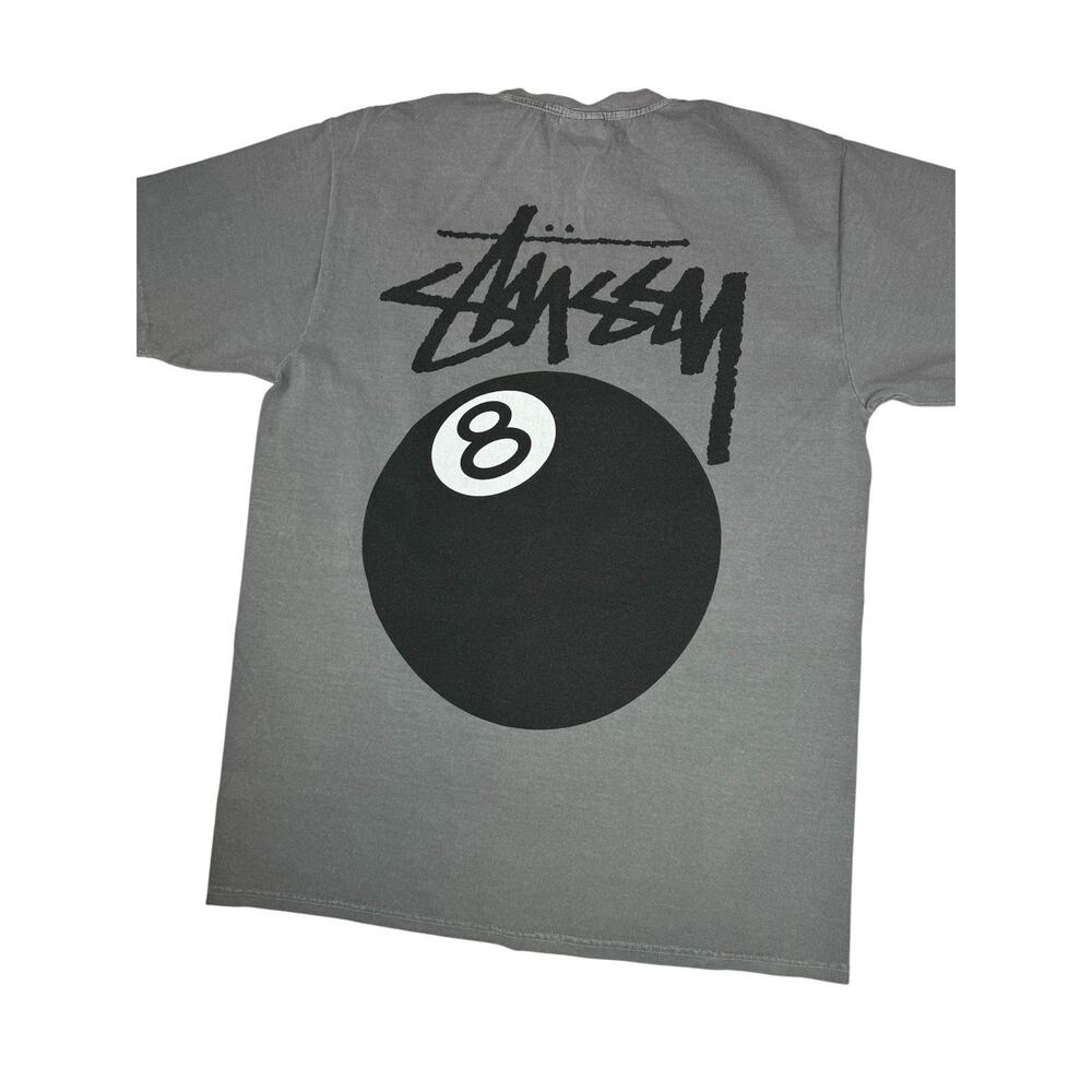 Vintage 90s Stussy Gray Double Side Eight Ball 8 Ball USA Shirt Size Medium